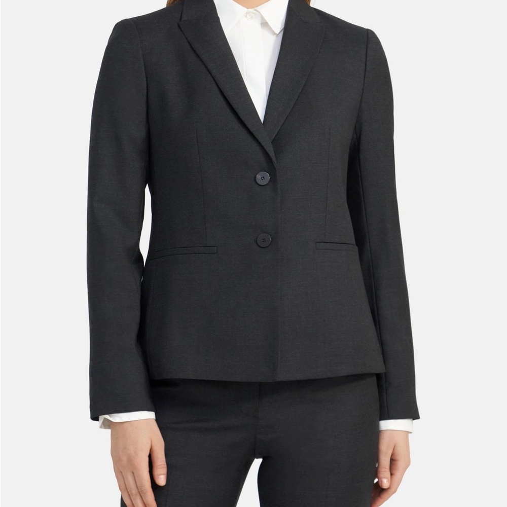 Theory Navy Nichelle 2 Sevona Wool Blazer, size 2